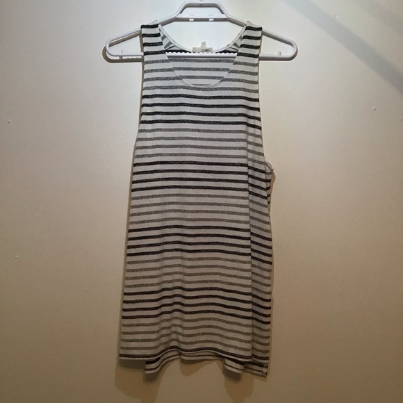 Aritzia Wilfred Free Heathered Black/Grey/White Stripped Ornella Tank - Picture 2 of 3